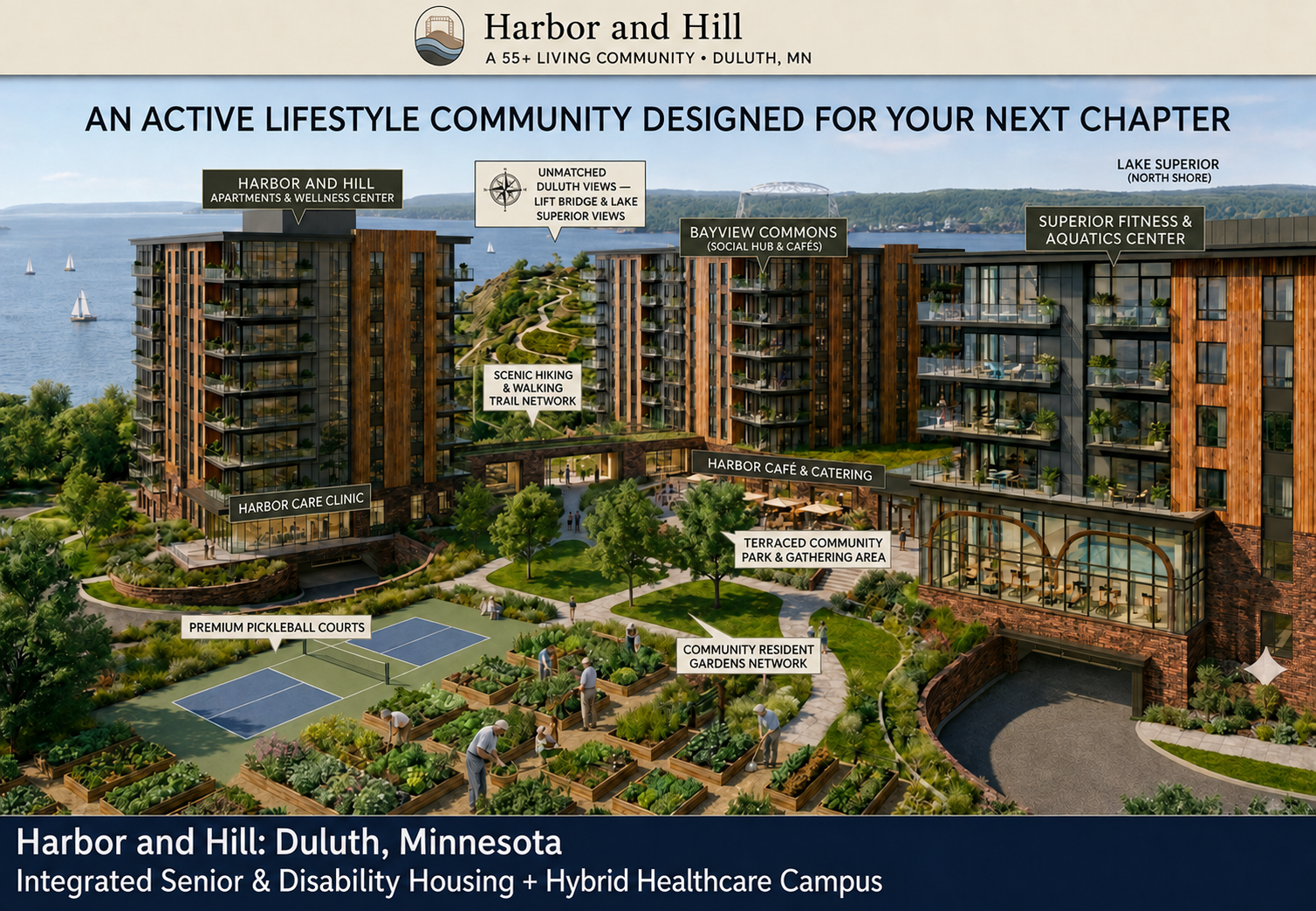 Concept rendering of Harbor and Hill overlooking Lake Superior